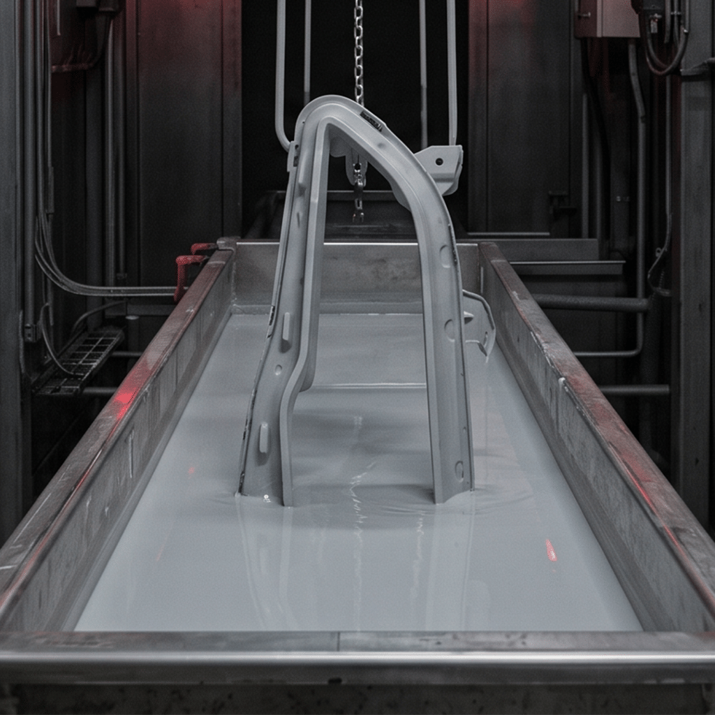 Pintura KTL: o que é, como funciona e quais benefícios oferece às peças de lataria automotiva. Explicar de maneira didática o processo de pintura por cataforese, mostrando como o banho à base de água, a corrente elétrica e a cura térmica contribuem para uma cobertura uniforme, mais proteção contra a corrosão e acabamento cinza primer. O texto apresenta a tecnologia como prova da evolução da Centauro e traduz seus atributos técnicos em consequências práticas para o mercado de reparação.